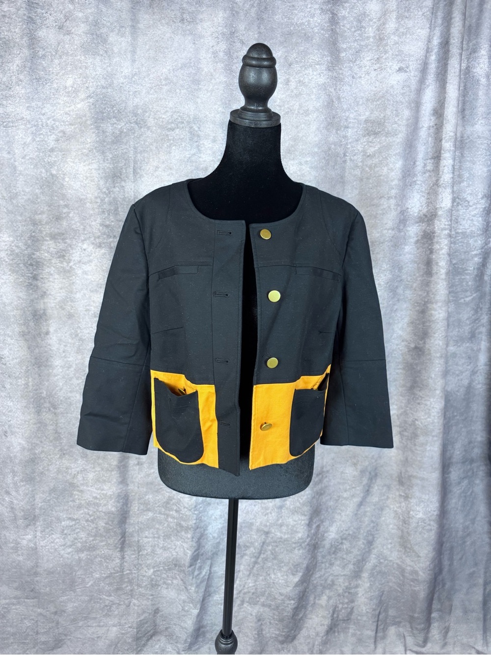 Worthington Black Jacket with Mustard Pocket Accents